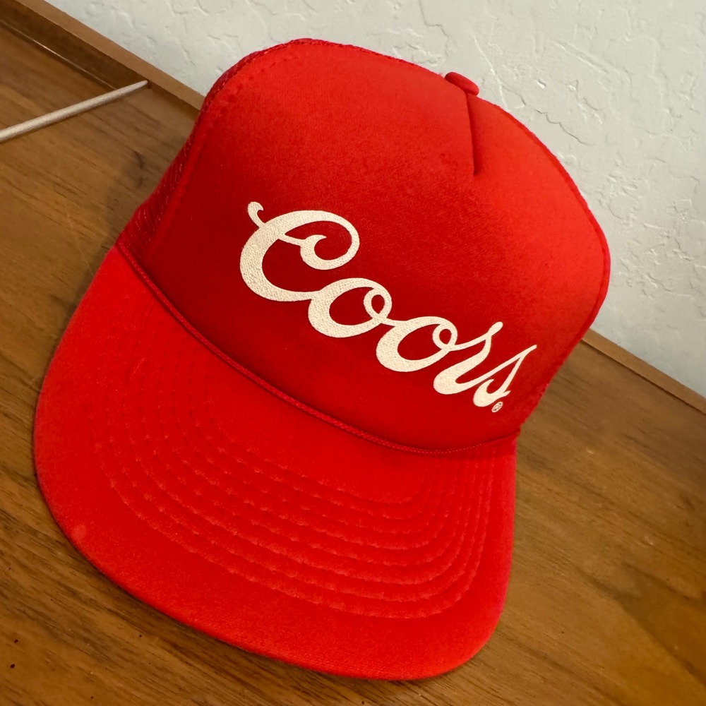 Coors Trucker Hat Men OSFA Red Good Vintage Foam Mesh Snapback Beer Logo